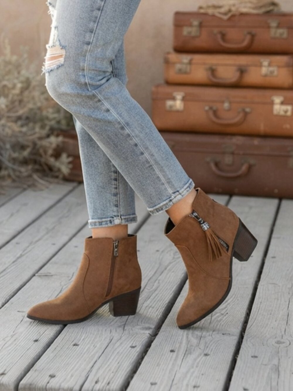 Western Style faux suede Ankle Boots 39